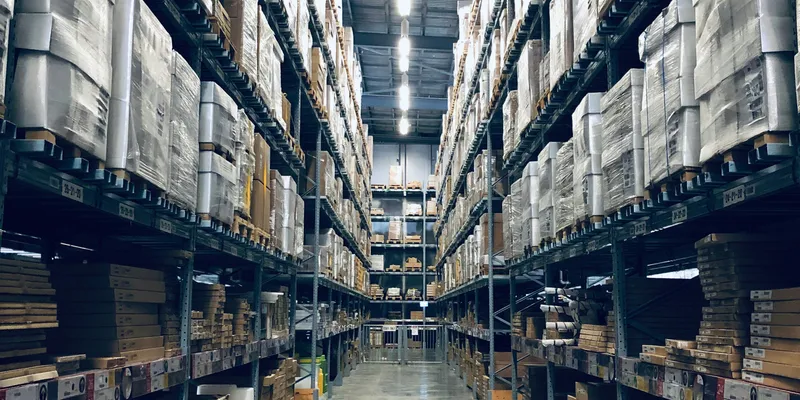 Armazém com mercadorias prontas para distribuição